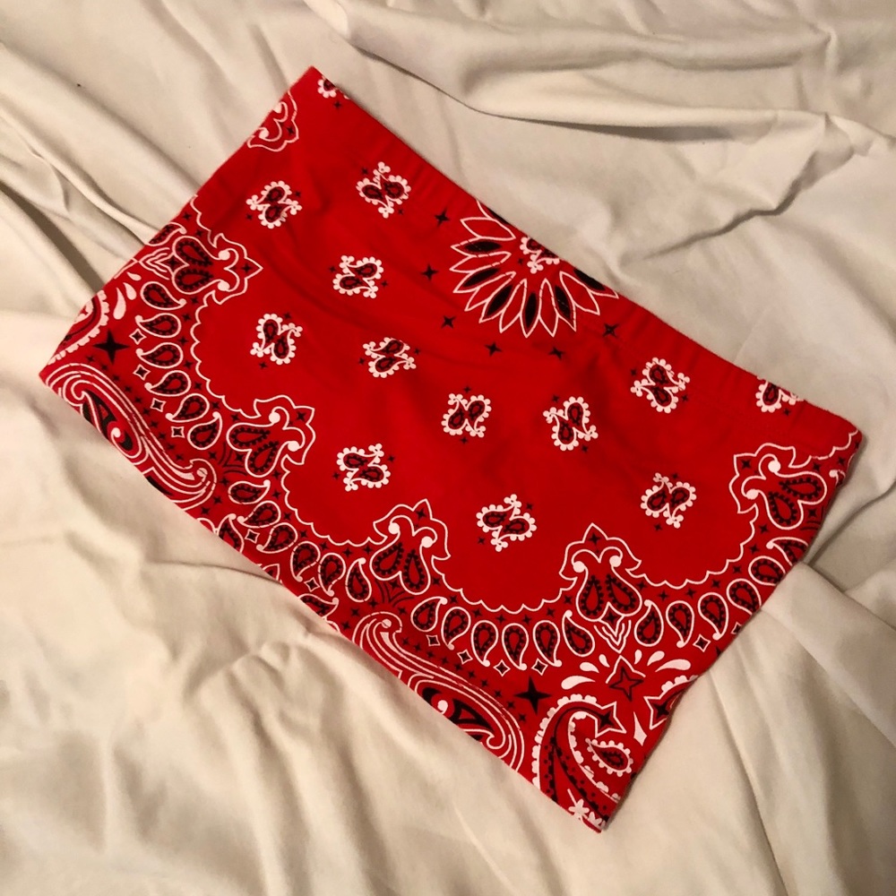 Red Orange Bandana Print Bandeau Top - Forever 21